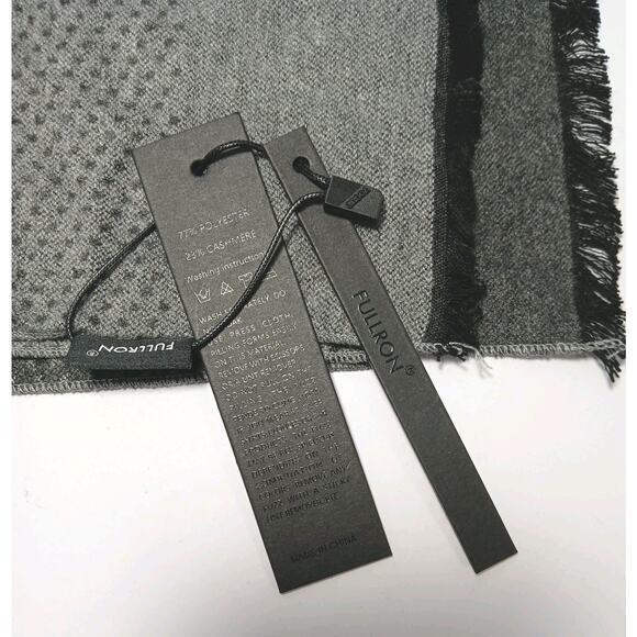 FULLRON Scarf Mens Gray Black Fringe Cashmere Blend Soft Warm Winter Gift New - Picture 2 of 2